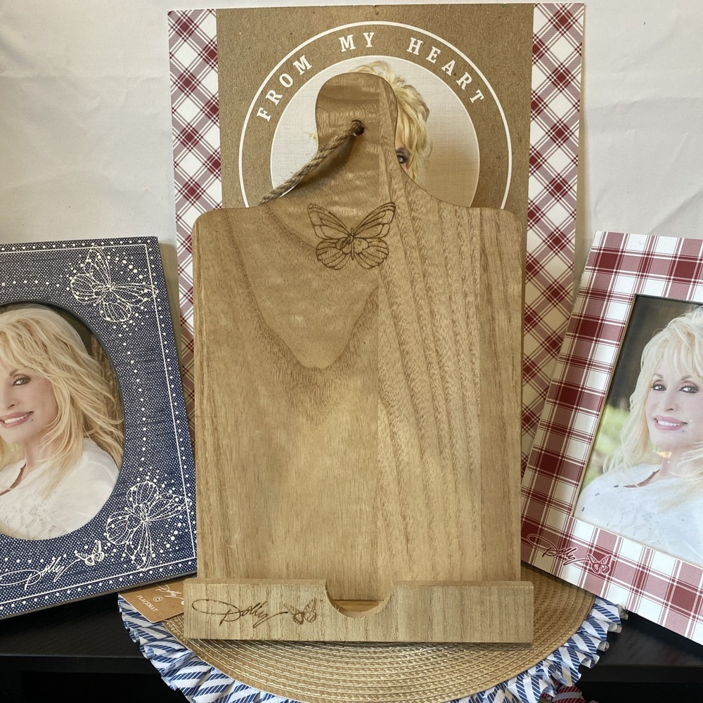 Dolly Parton Butterfly Wooden Cookbook‎ Holder Stand 13.8" Natural Wood 5317445